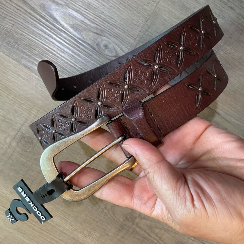 Dockers brown leather studded belt
